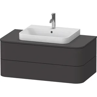 Duravit Happy D.2 Plus Konsolenwaschtischunterbau wandhängend, 1000x550 mm, 2 Schubkästen, für Aufsatzbecken, HP4971080800010, Farbe: Graphit Supermatt Dekor mit Innenbeleuchtung