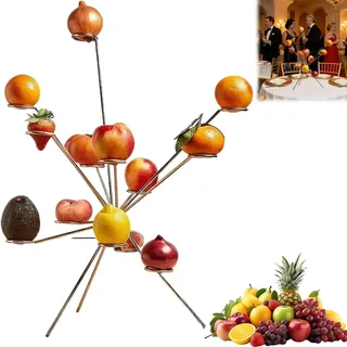Exploded Fruit Bowl, Obstschale, Metallskulptur als Früchteschale, Obstkorb, Kunstvolle 360° Schwebende Obstpräsentation, Dekorativer Tafelschmuck mit Schwebendem Design, Edle Küchendekoration