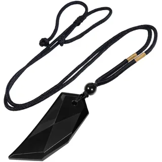KYEYGWO Obsidian Heilung Kristall Spitzer Anhänger mit Einstellbare Nylon Seil, Stein Wolfszahn Anhängers Halskette Edelstein Amulett Schmuck für Damen und Herren