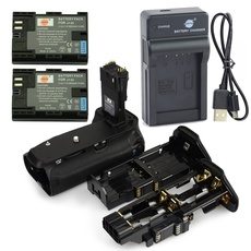 DSTE BG-E14 Batteriegriff + 2x LP-E6 Batterie + USB Ladegerät für Canon EOS 70D 80D
