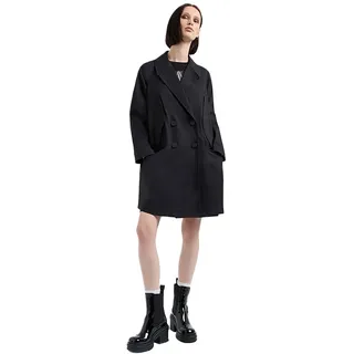 Armani Exchange Women's The Notorius Frank, Sustainable, Double Breasted Caban Coat, Black, L