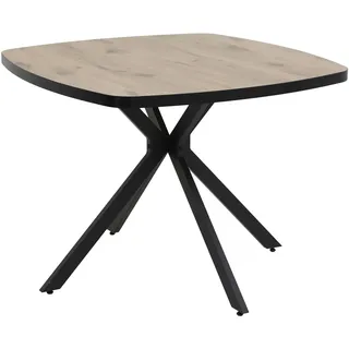 Hela Tische, Esstisch Rotterdam, 100x100 cm, Viking Oak Dekor, Quadratische Tischplatte, Schwarzes Spinnen-Metallgestell