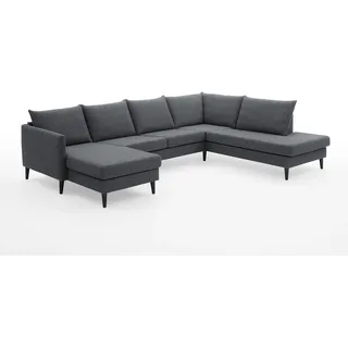 Atlantic Home Collection Wohnlandchaft mit Wellenunterfederung, mit Massivholzfüßen grau