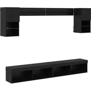 vidaXL TV Wand Einheiten mit LED mit LED 6 pcs Schwarz Eichen-Optik - Schwarz