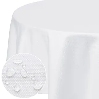 Softalker Tischdecken Rund 200 cm Weiss Tischdecken abwaschbar Jacquard-Geometrischem Wasserabweisend Outdoor Tischtuch Fleckschutz Table Cloth für Garten Party Geburtstag Silvester Hochzeit Fest
