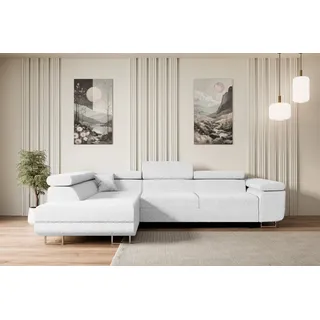 altdecor Ecksofa mit Schlaffunktion und Bettkasten GUSA-L - 272x202x107 cm Weiß - Corner Sofa Bett Eckcouch Couch L-Form Schlafcouch Ausziehbar Wo... - Weiß
