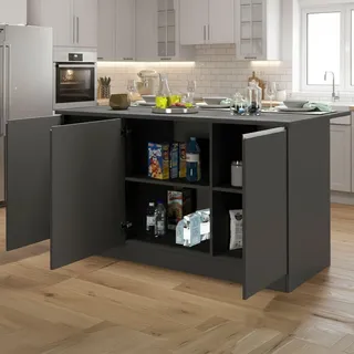 Dmora Unterschrank Kücheninsel Patrizio 155 x 90 x 90 cm Schwarz