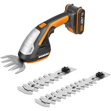 WORX WG801E - Akku Gras- und Strauchschere 20V PowerShare, 3-in-1 Schere mit verschiedenen Messer Aufsätzen – 20 cm Schere, 12 cm Strauchtrimmer, 10 cm Grasmesser – inkl. 2Ah Akku & Ladegerät