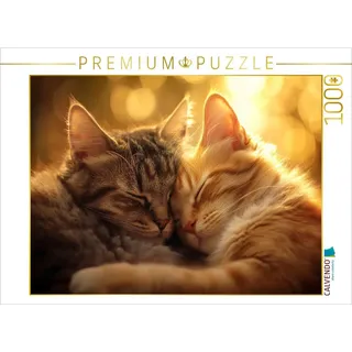 Calvendo Puzzle Kuschelstunde - Katzen kuscheln sich aneinander | 1000 Teile Lege-Größe 64x48cm Foto-Puzzle für glückliche Stunden