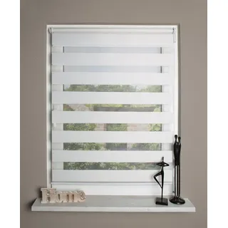 Home fashion Kettenzugrollo Zebra, Stoff, wollweiß, 150 x 40 cm