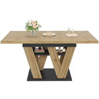 Flieks Esstisch Teleskop 119-158Cm W Beine Holzfarbe , Multicolor , Holzwerkstoff , 119x75x80 cm , Esszimmer, Esstische
