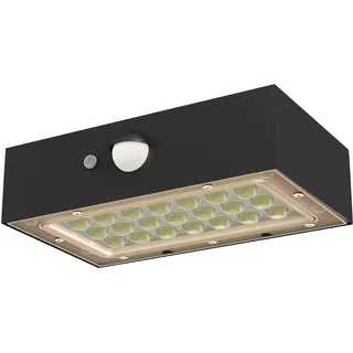 EMOS - LED Solarlampe BRIXO für Außen mit Bewegungsmelder - Solar Wandleuchte für Haus/Garten mit Ambient-Licht - Sensor-Reichweite 6m/120° - 2 Lichtmodi, Helligkeit max. 350lm, Neutralweiß - schwarz