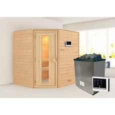 Bild Sauna »Mia (Fronteinstieg)«, inklusive Ofenschutzgitter und Tür beige