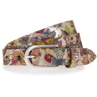 Ledergürtel TAMARIS, Damen, Gr. 95, bunt (gold, mutli), Rindsleder, Gürtel Ledergürtel, stilvolles Leo-Muster, hochwertiges Rindleder mit Vintage-Finish