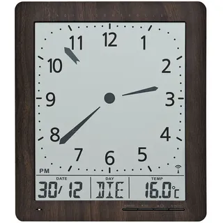 AMS 5893 Digital Wanduhr Funk Anzeige von Zeit Datum Temperatur Wecker Funkuhr