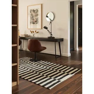 HANSE HOME Wollteppich Donna schwarz-weiss« rechteckig 5 mm Höhe Handgewebt & Natürlich - Streifen Design Wolle Modern für Wohnzimmer, Schlafzimmer, Esszimmer, Flur - Schwarz Natur Weiß, 120x180cm