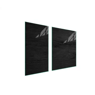 Herdabdeckplatten 2 teilig 90x52 Glaskeramikkochfeld Abdeckung Glas Schneidebrett Holz Schwarz - Schwarz