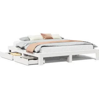 vidaXL Massivholzbett ohne Matratze Weiß 200x200 cm Kiefernholz - Weiß