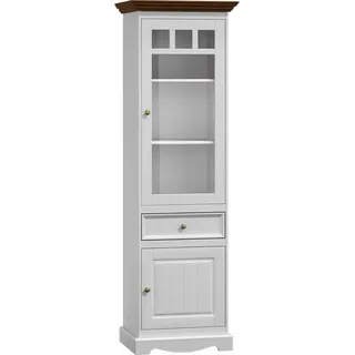 Schrank Kommode Vitrine Kolonial Stil Möbel Sideboard Anrichte Vitrine Holz Neu - Weiß