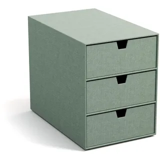 Bigso Box of Sweden BIGSO INGRID Schubladenbox für Dokumente und Bürobedarf – Schreibtisch Organizer mit 3 Schubladen – Ablagesystem aus Faserplatte und Papier in Leinenoptik – mintgrün