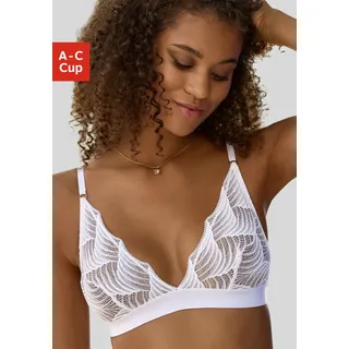Bralette-BH LASCANA "Marla", Damen, Gr. 70, Cup D, weiß, Spitze, Obermaterial: 91% Polyamid, 9% Elasthan, BHs Bralette-BH, ohne Bügel aus einzigartiger Spitze, Dessous