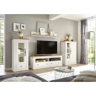 OTTO home "Sherwood, Anbauwand im Landhausstil, Komplettset, Wohnzimmer-Set", Set, 4 Stk. tlg., pinie weiß, wotan eiche),