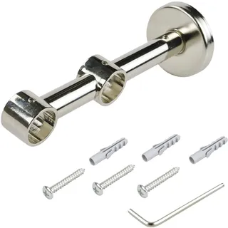 LIEDECO Vorhangstange Doppelträger 2-läufig Ø 20 mm 15 cm Grau