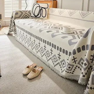 VanderHOME Chenille Sofa Überwurf Decke großer Couchdecke Überwurf Sofa Decke Wendbare Sofabezug, Sofadecken zum Abdecken, Tagesdecke mit dekorativen Quasten 180 * 230cm-Grau