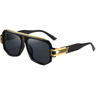 SHEEN KELLY Polarisierte Luxus Designer Sonnenbrille Herren Damen Große Retro Quadratische Sonnenbrille Schwarz Gold Metallrahmen Mode Fahrbrille
