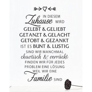 Wandtattoo Sprüche Schlafzimmer Wandsticker Wohnzimmer - Schwarze Wandtattoo Wohnzimmer Modern Wanddeko Schlafzimmer Familienregeln Wandaufkleber Wandtatoos Zum Kleben für Flur Küche (38 x 57 cm)