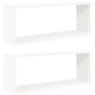 vidaXL Würfelregale 2er set Weiß 60/15/23 Cm Holzwerkstoff , Rechteckig , 60x23x15 cm , Wohnzimmer, Regale, Wandregale