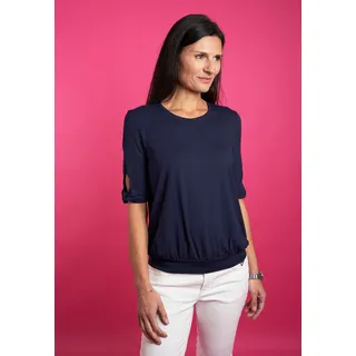 Rundhalsshirt SEIDEL MODEN, Damen, Gr. 50, blau (navy,69), Jersey, Obermaterial: 95% Viskose, 5% Elasthan, Rundhals, mit Cut Outs, Shirts Rundhalsshirt, mit Cut-Out Details, MADE IN GERMANY