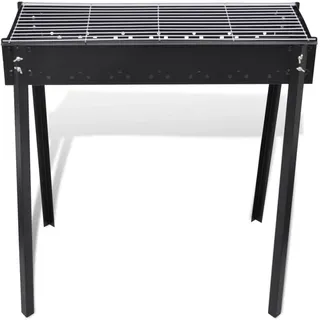 vidaXL BBQ Grill Säulengrill Standgrill Kohlegrill Barbeque Quadratisch - Schwarz