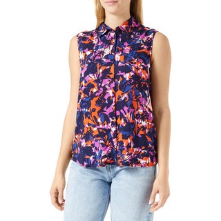 Gerry Weber Damen Ärmellose Bluse mit floralem Muster ärmellos floral, Gemustert Blau/Lila/Pink Druck 44