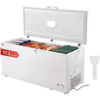 VEVOR Gefriertruhe, 488 L Tiefkühltruhe & 4 Herausnehmbare Körbe, Freistehende Gewerbliche Gefriertruhe mit Offener Tür von Oben & Verschließbarem Deckel, 7-stufig Einstellbare Temperatur
