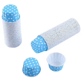 100 Stück Papierbackförmchen, Mini Papier Muffinförmchen, Fettdicht Cupcake Formen, Einweg Backbecher, für Backtage, Geburtstage, Teekränzchen, Hochzeiten und Partys (Blau)