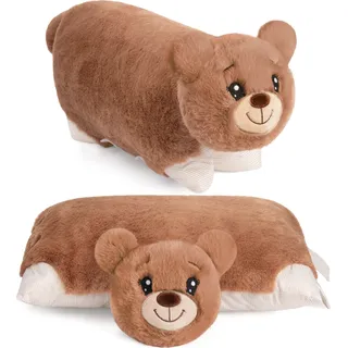 BRUBAKER Kuscheltier-Kissen Bär - 2 in 1 Teddybär und Kuschelkissen - 40 x 30 cm Plüschtier - Teddy, Braun - Braun