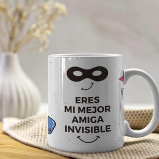 HappyMots Unsichtbare Freundin-Tasse | Hergestellt aus hochwertiger Keramik | Frühstückstassen | Mikrowellen- und spülmaschinengeeignet | Lustige Tassen | Unsichtbare Freundin Geschenk