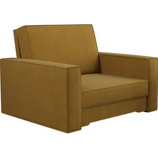 Kaiser Möbel Klassisches Sofa mit schlaffunktion und bettkasten, Schlafsofa, Sofa – AMERICANO stoff Scala Senf - Gelb