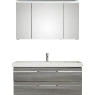 Saphir Badmöbel-Set »Balto Sprint 2-teilig, Mineralmarmor-Waschtisch mit LED-Spiegelschrank« 2 Stk. tlg., grau