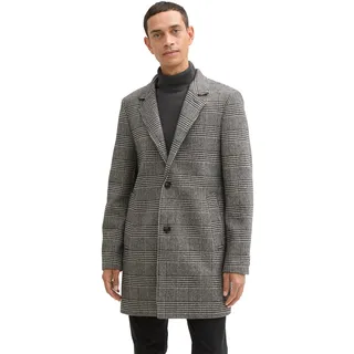 TOM TAILOR Herren 1042474 Wollmantel mit Knopfleiste, 32806-Ecru Black Houndstooth, L