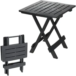 Kunststoff Klapptisch 45 x 43 cm - anthrazit - Garten Beistelltisch klappbar - Grau