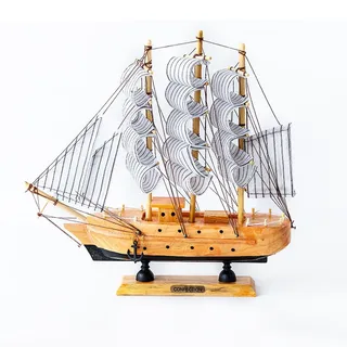 Stgbcst Segelboot Deko Holz Meer Schiff Modell für Büro Desktop (24cm)