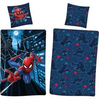Spiderman Flanell Bettwäsche, 80 x 80 cm + 135 x 200 cm