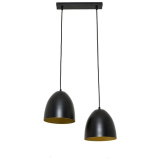 Licht-Erlebnisse Schwarze Hängeleuchte Schirm innen Gold E27 Ø20cm Retro Design Pendelleuchte Esstisch