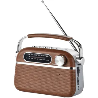 Halterrego Vintage Radio, große Wellen, Holzoptik, AM/FM/SW USB/Micro-SD-Karte, Netzstecker oder Batterie (Nicht im Lieferumfang enthalten)