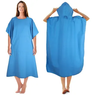 KUOGAS Badeponcho Damen & Herren,Mikrofaser-Surf Poncho, Badeponcho Handtuch, aus Mikrofaser auch als Umkleidehilfe Strand (Himmelblau, 02-Large)