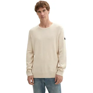 TOM TAILOR Strickpullover mit Rundhalsausschnitt, weiß