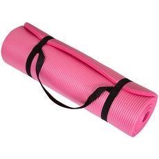 Extra Thick Yoga Mat- Non Slip Comfort Foam, Durable Exercise Mat For Fitness, Pilates and Workout With Carrying Strap By Wakeman Fitness (Pink)
