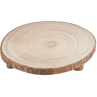 UNICRAFTALE Runder Holzkuchenständer Rustikaler Kuchenständer Hochzeit | Stabile 3 Beine,Natürliches Holz,Multifunktional,BurlyWood,Ca.30~31x25~28,5x5,3cm